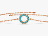 Open Circle Blue Topaz Birthstone Bracelet