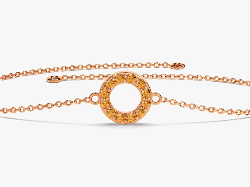 Open Circle Citrine Birthstone Bracelet