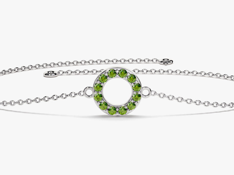 Open Circle Emerald Birthstone Bracelet