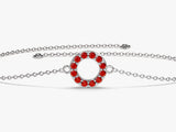 Open Circle Garnet Birthstone Bracelet