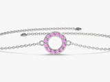 Open Circle Pink Tourmaline Birthstone Bracelet