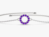 Open Circle Amethyst Birthstone Bracelet