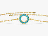 Open Circle Blue Topaz Birthstone Bracelet