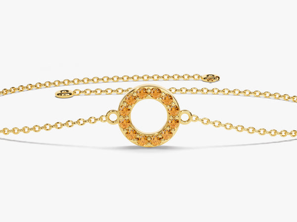 Open Circle Citrine Birthstone Bracelet