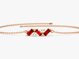 Baguette Cut Garnet Birthstone Bracelet