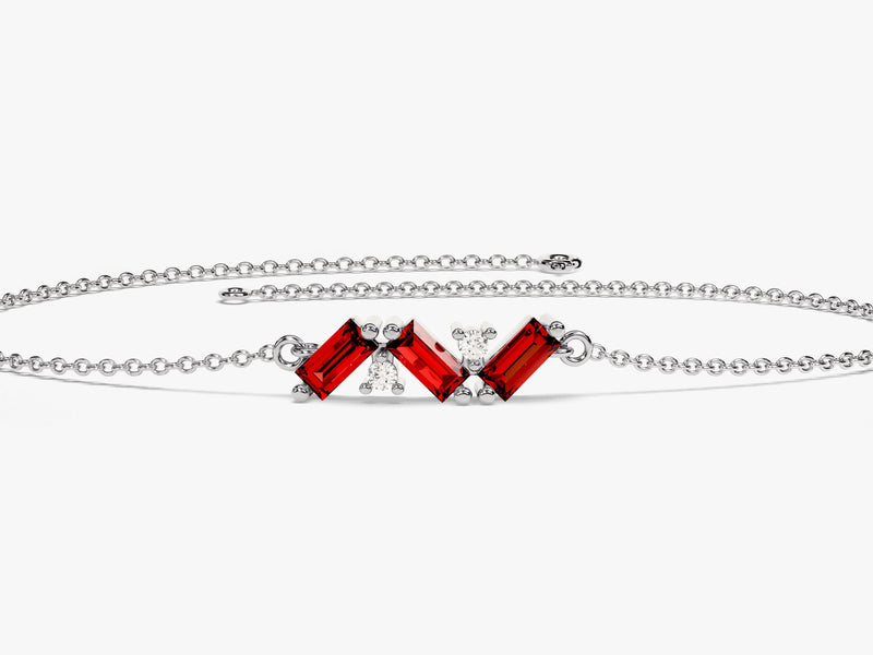 Baguette Cut Garnet Birthstone Bracelet