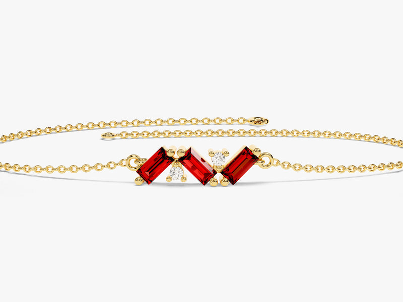 Baguette Cut Garnet Birthstone Bracelet