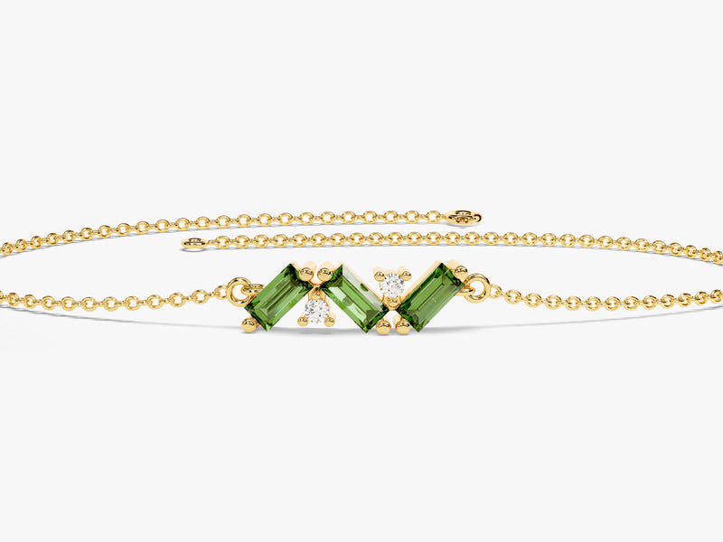 Baguette Cut Emerald Birthstone Bracelet