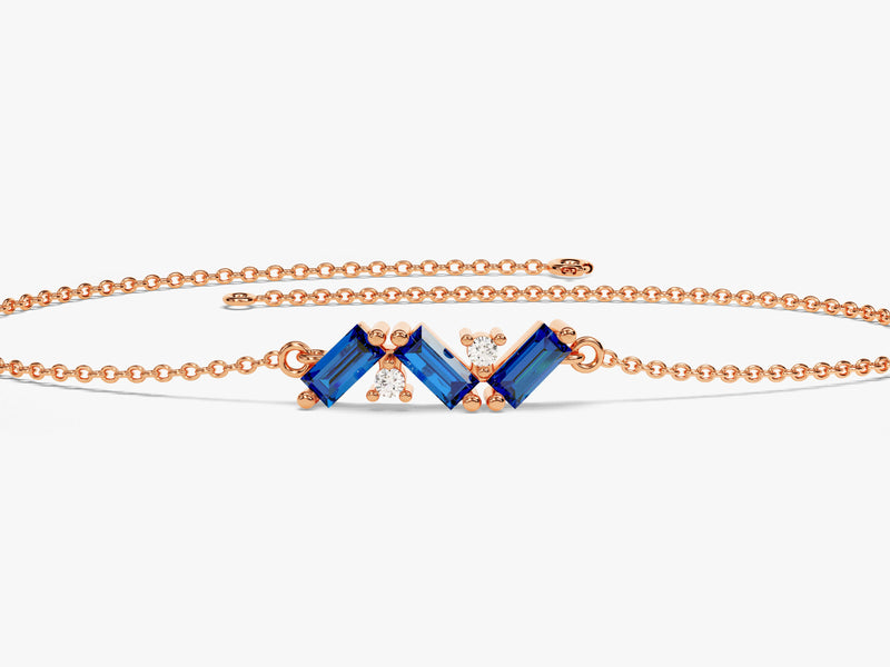 Baguette Cut Sapphire Birthstone Bracelet