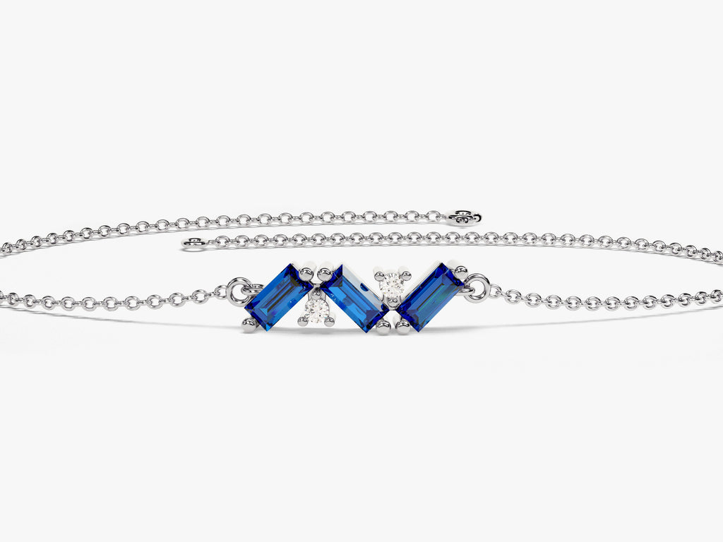Baguette Cut Sapphire Birthstone Bracelet