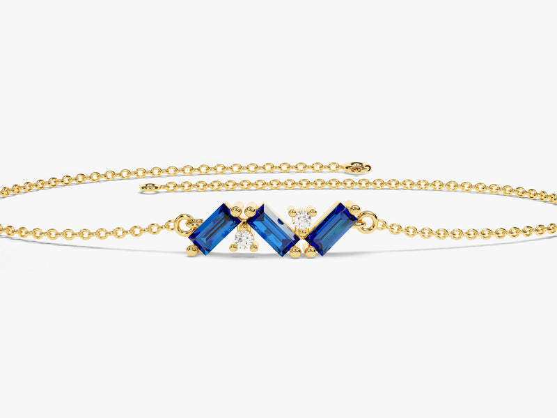 Baguette Cut Sapphire Birthstone Bracelet