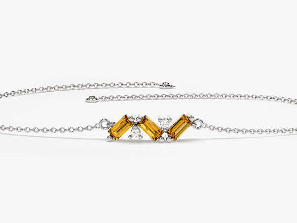 Baguette Cut Citrine Birthstone Bracelet