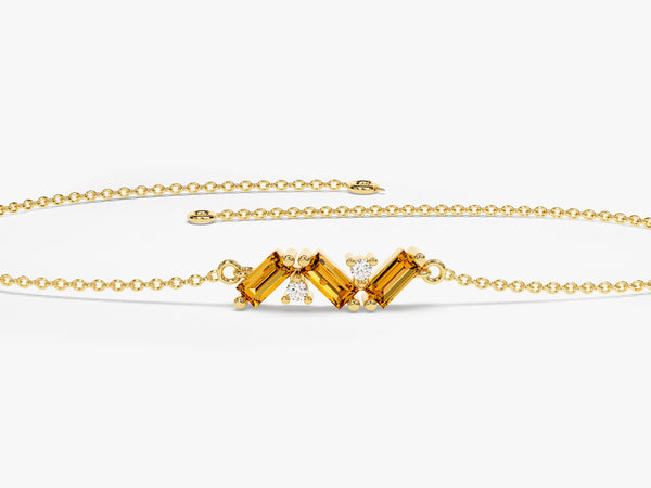 Baguette Cut Citrine Birthstone Bracelet