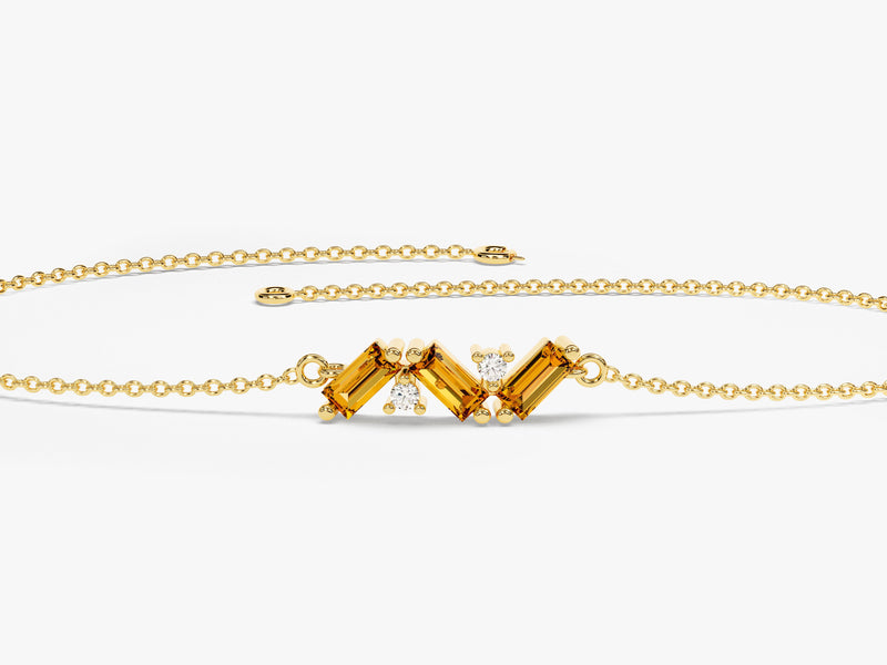 Baguette Cut Citrine Birthstone Bracelet