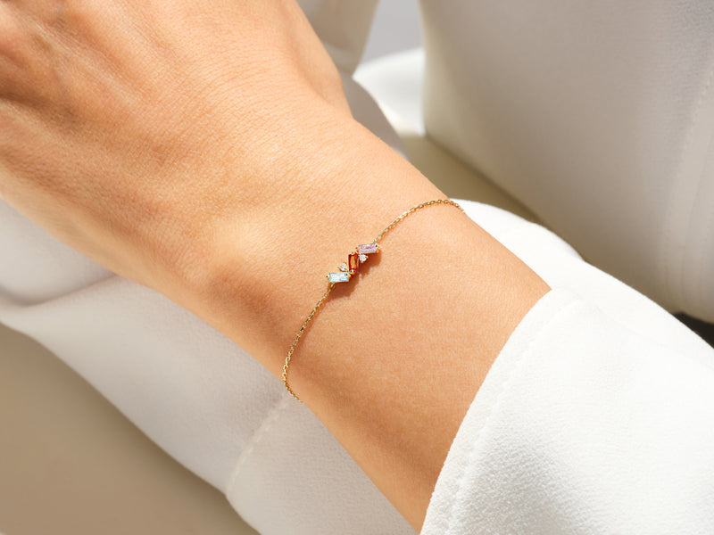 Baguette Cut Birthstone Bracelet