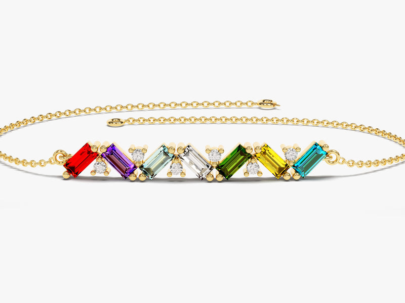 Baguette Cut Birthstone Bracelet