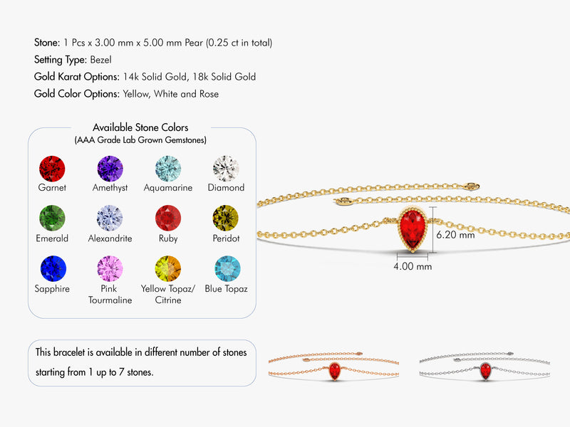 Pear Family Birthstone Bracelet