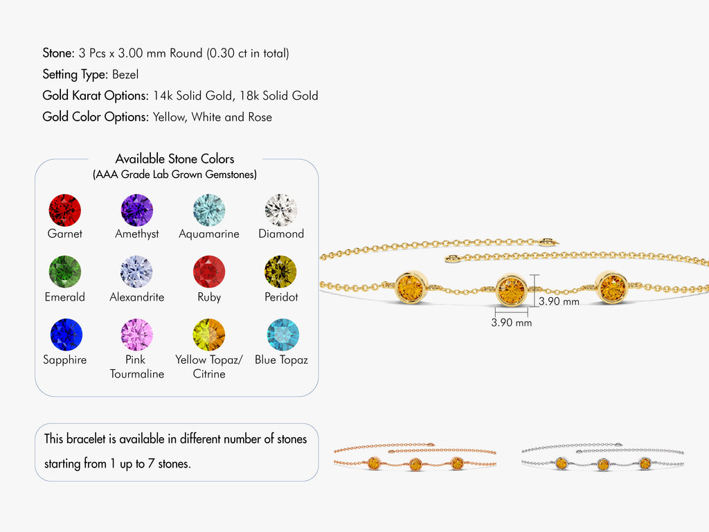 Station Citrine Birthstone Bracelet