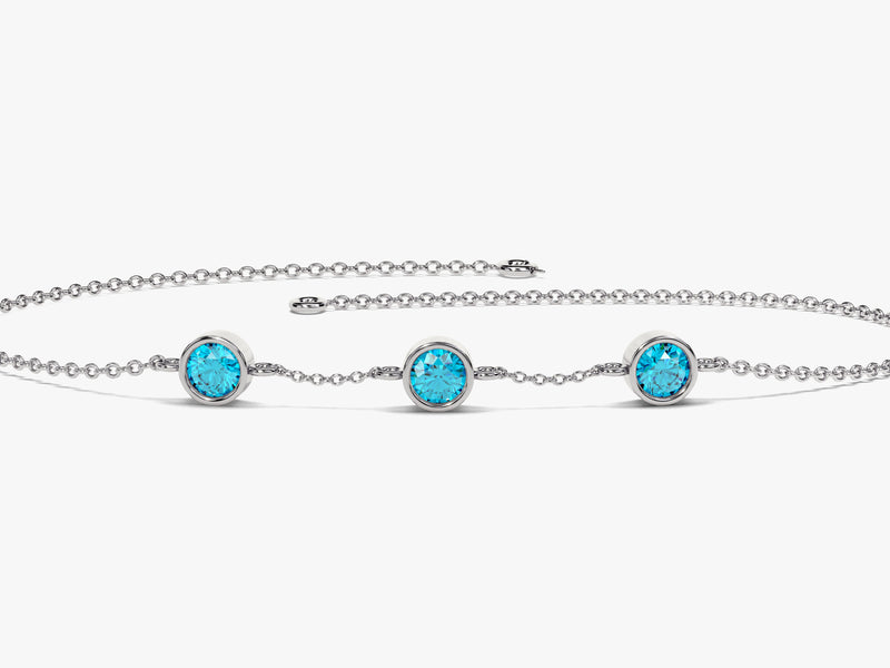 Station Blue Topaz Birthstone Bracelet