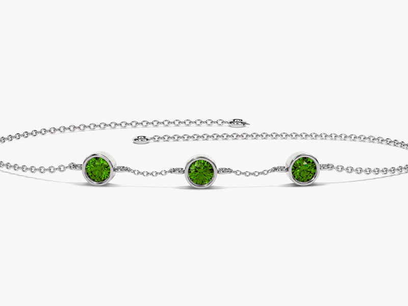 Station Emerald Birthstone Bracelet