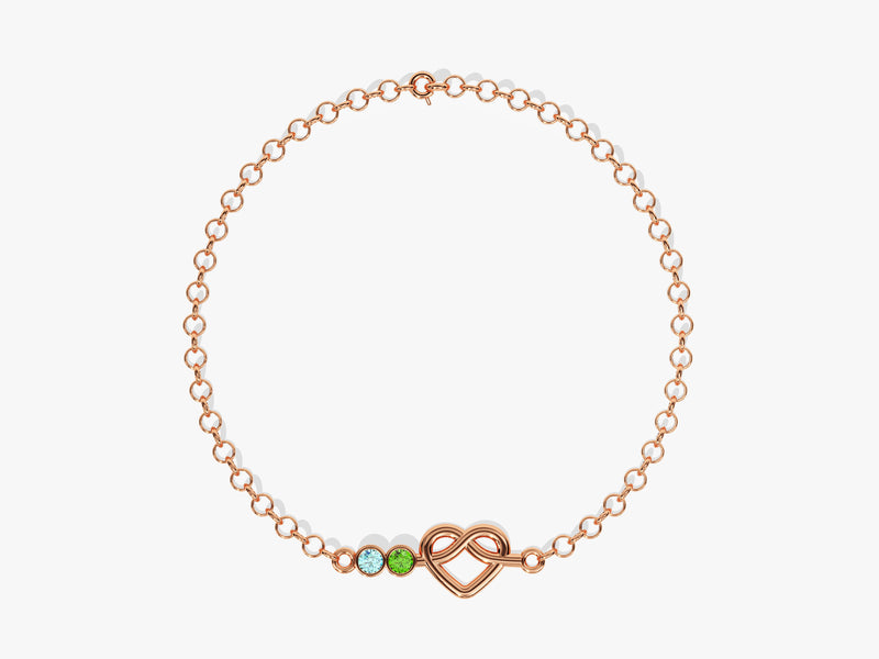 Heart Family Birthstone Bracelet