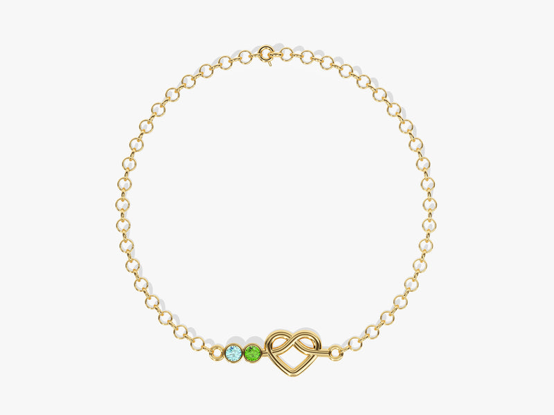 Heart Family Birthstone Bracelet