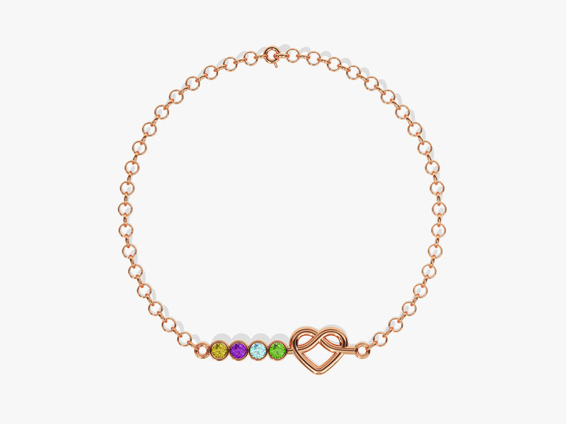 Heart Family Birthstone Bracelet