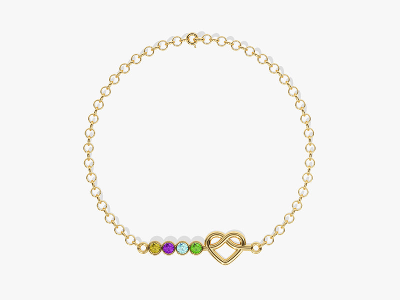 Heart Family Birthstone Bracelet