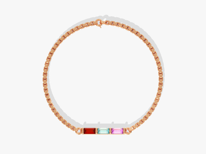 Bar Baguette Birthstone Bracelet