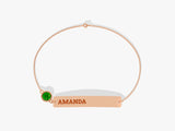 Bar Name Emerald Birthstone Bracelet