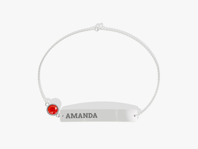 Bar Name Ruby Birthstone Bracelet