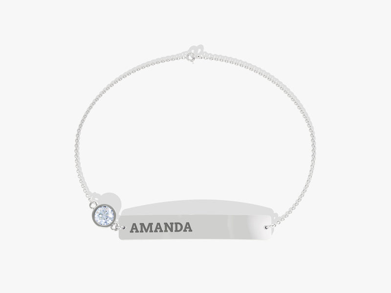 Bar Name Alexandrite Birthstone Bracelet