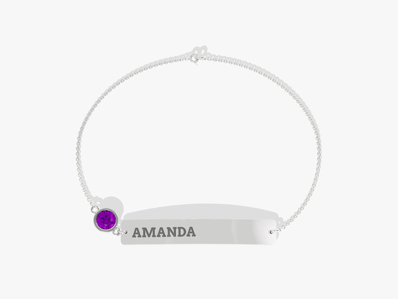 Bar Name Amethyst Birthstone Bracelet