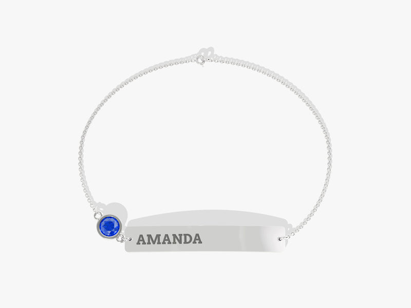 Bar Name Sapphire Birthstone Bracelet