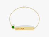 Bar Name Emerald Birthstone Bracelet