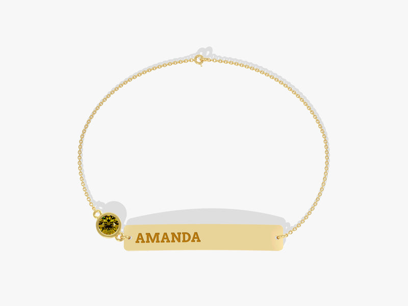 Bar Name Peridot Birthstone Bracelet