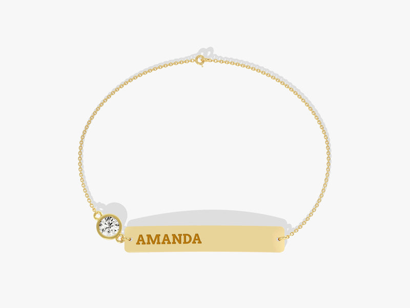 Bar Name Diamond Birthstone Bracelet