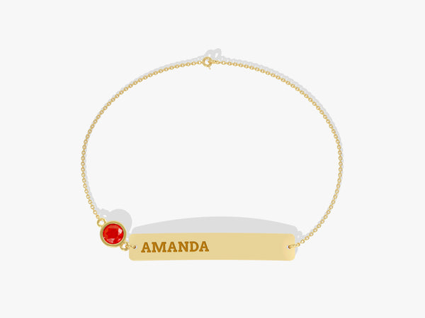 Bar Name Ruby Birthstone Bracelet