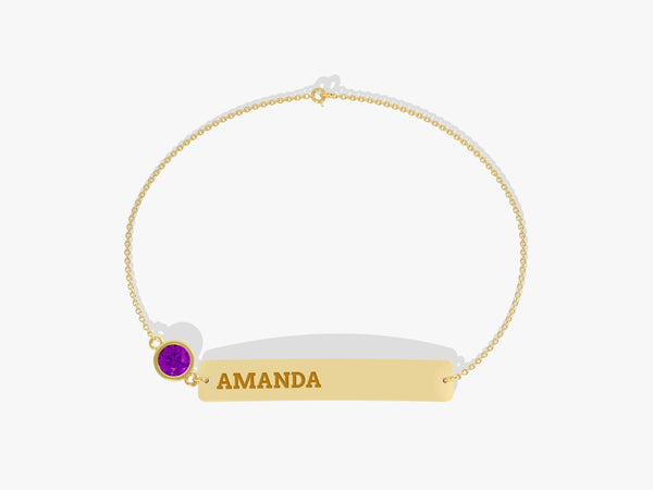 Bar Name Amethyst Birthstone Bracelet