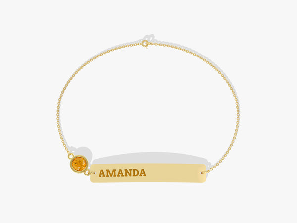 Bar Name Citrine Birthstone Bracelet