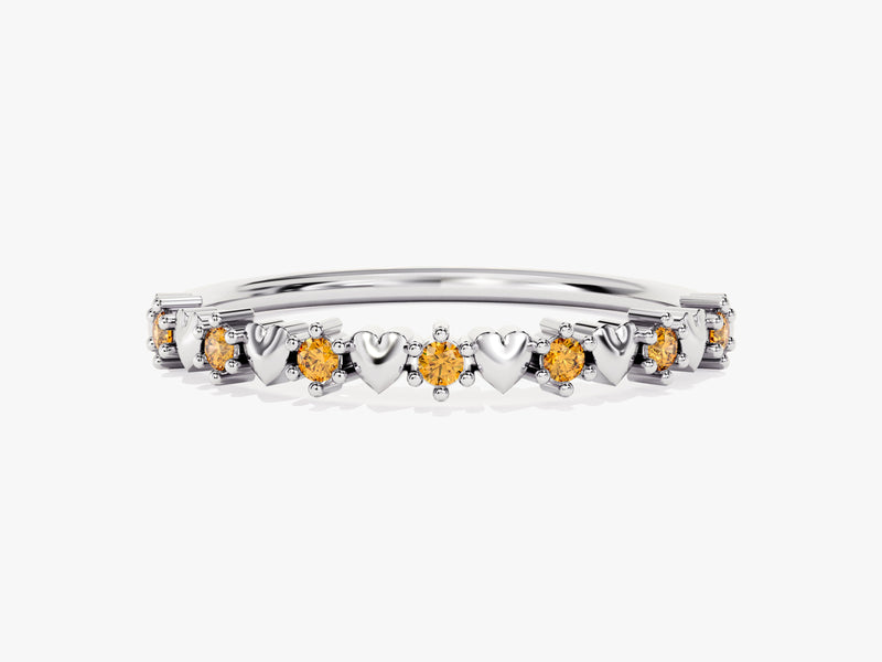 Tiny Heart Citrine Birthstone Ring