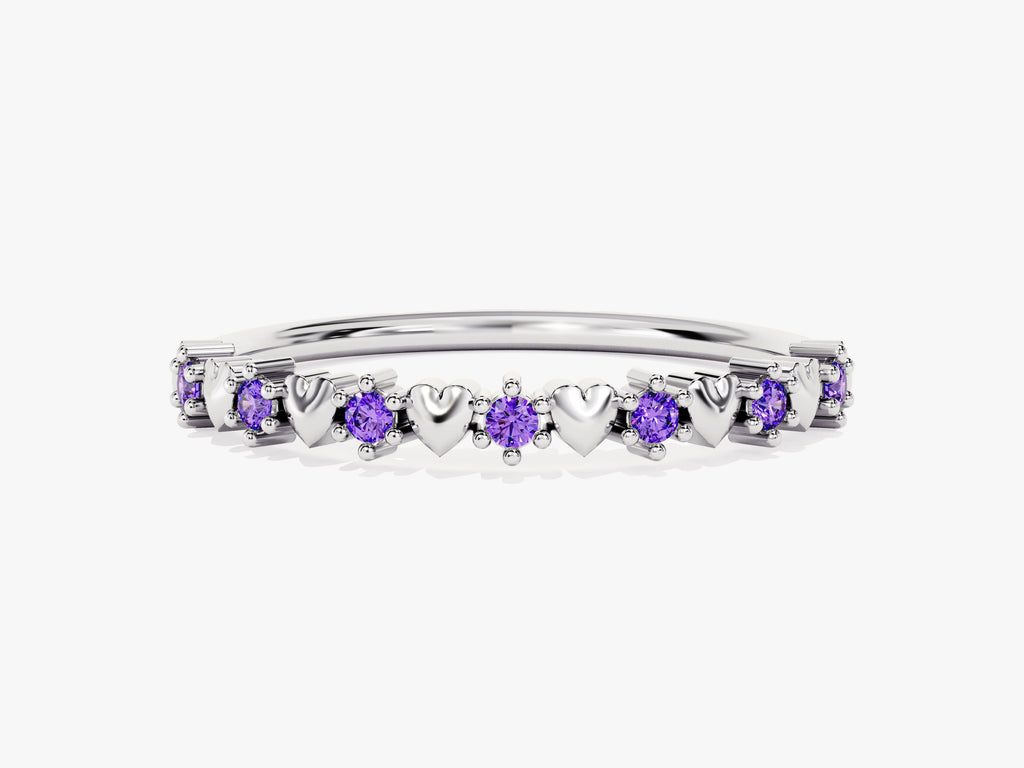 Tiny Heart Amethyst Birthstone Ring