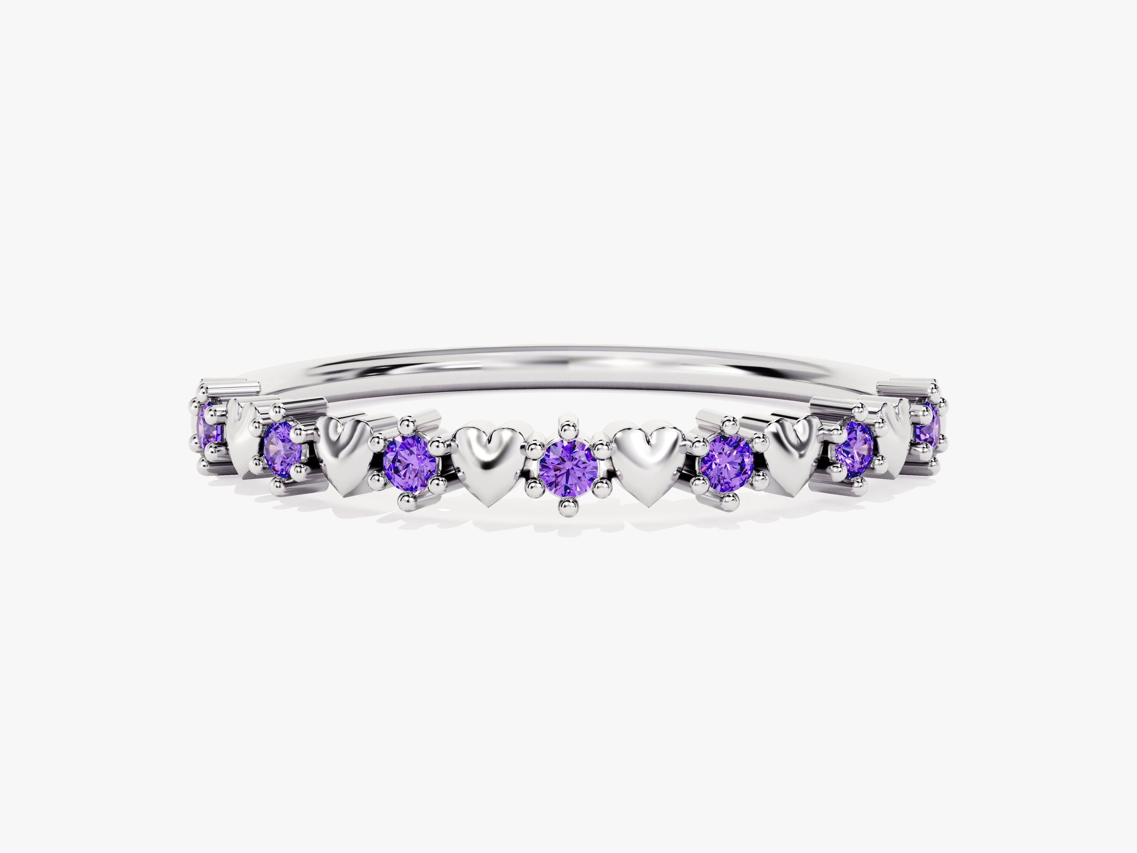 Tiny Heart Amethyst Birthstone Ring