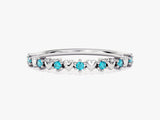 Tiny Heart Blue Topaz Birthstone Ring