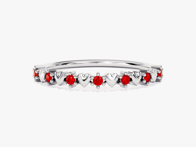 Tiny Heart Ruby Birthstone Ring