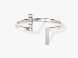 Double Bar Diamond Birthstone Open Ring