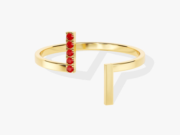 Double Bar Ruby Birthstone Open Ring