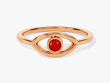 Solo Garnet Birthstone Evil Eye Ring