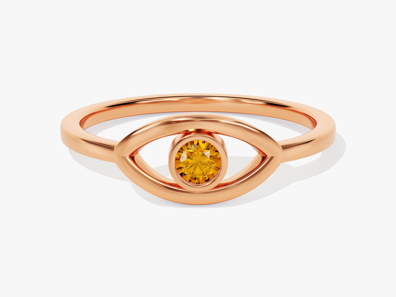 Solo Citrine Birthstone Evil Eye Ring