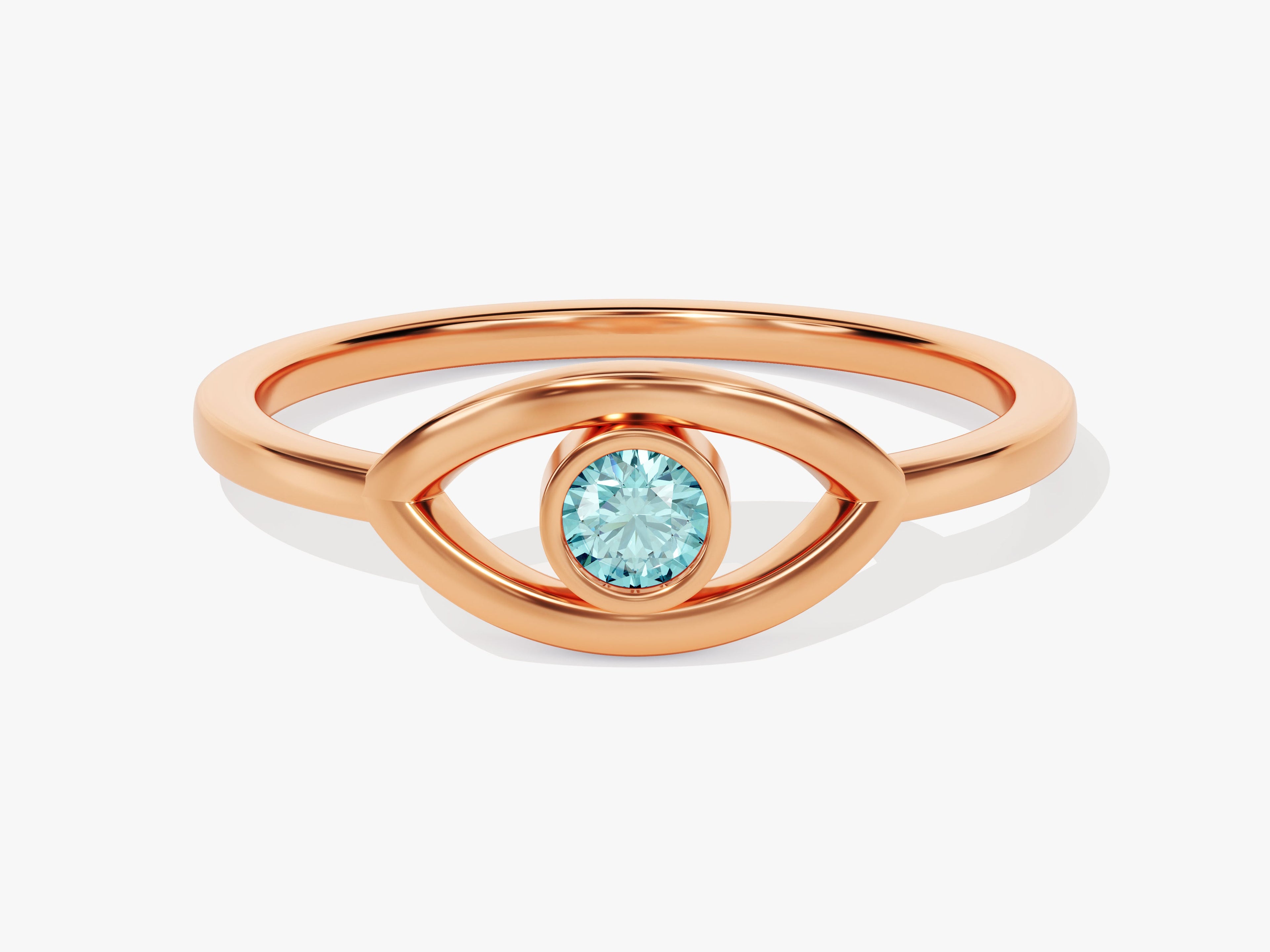 Solo Aquamarine Birthstone Evil Eye Ring